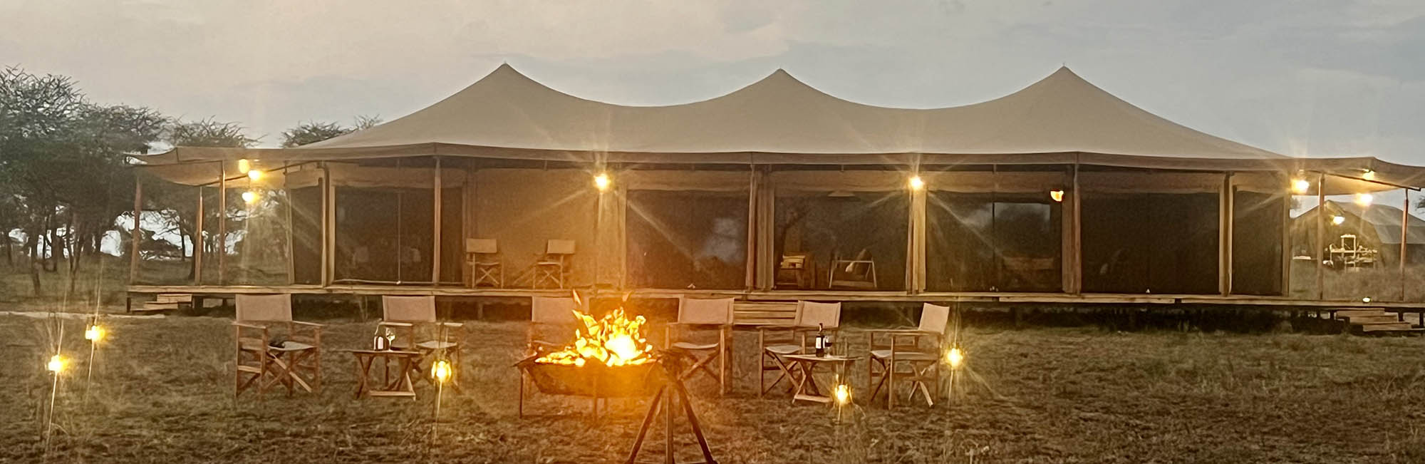 Evening view at Manya Luxury Camps Serengeti under the stars