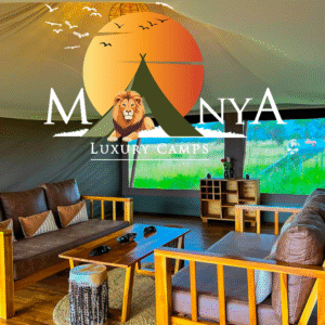 Luxury tent interior at Manya Luxury Camps with Serengeti views